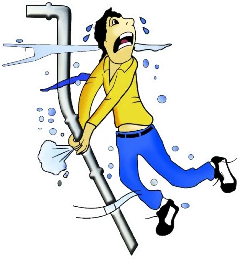 All Clear Plumbing mascot - cartoon plumber with pipes